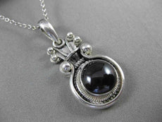 ANTIQUE 925 SILVER AAA ROUND CABOCHON GARNET FILIGREE HANDCRAFTED PENDENT #22519