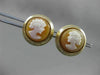 ANTIQUE ROUND 14KT YELLOW GOLD ITALIAN HANDCRAFTED LADY CAMEO EARRINGS #22741