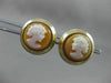 ANTIQUE ROUND 14KT YELLOW GOLD ITALIAN HANDCRAFTED LADY CAMEO EARRINGS #22741