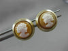 ANTIQUE ROUND 14KT YELLOW GOLD ITALIAN HANDCRAFTED LADY CAMEO EARRINGS #22741