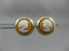 ANTIQUE ROUND 14KT YELLOW GOLD ITALIAN HANDCRAFTED LADY CAMEO EARRINGS #22741