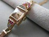 ANTIQUE .52CTW OLD MINE CUT DIAMOND RUBY 14KT WHITE ROSE GOLD NARDO WATCH #2534