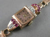 ANTIQUE .52CTW OLD MINE CUT DIAMOND RUBY 14KT WHITE ROSE GOLD NARDO WATCH #2534