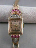 ANTIQUE .52CTW OLD MINE CUT DIAMOND RUBY 14KT WHITE ROSE GOLD NARDO WATCH #2534