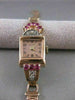 ANTIQUE .52CTW OLD MINE CUT DIAMOND RUBY 14KT WHITE ROSE GOLD NARDO WATCH #2534
