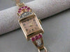 ANTIQUE .52CTW OLD MINE CUT DIAMOND RUBY 14KT WHITE ROSE GOLD NARDO WATCH #2534