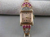 ANTIQUE .52CTW OLD MINE CUT DIAMOND RUBY 14KT WHITE ROSE GOLD NARDO WATCH #2534