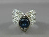 ANTIQUE WIDE 2.3CT OLD MINE DIAMOND & SAPPHIRE 14K WHITE GOLD V SHAPE RING 22572