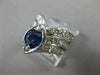 ANTIQUE WIDE 2.3CT OLD MINE DIAMOND & SAPPHIRE 14K WHITE GOLD V SHAPE RING 22572