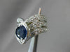 ANTIQUE WIDE 2.3CT OLD MINE DIAMOND & SAPPHIRE 14K WHITE GOLD V SHAPE RING 22572