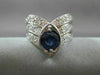 ANTIQUE WIDE 2.3CT OLD MINE DIAMOND & SAPPHIRE 14K WHITE GOLD V SHAPE RING 22572
