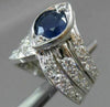 ANTIQUE WIDE 2.3CT OLD MINE DIAMOND & SAPPHIRE 14K WHITE GOLD V SHAPE RING 22572