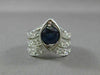ANTIQUE WIDE 2.3CT OLD MINE DIAMOND & SAPPHIRE 14K WHITE GOLD V SHAPE RING 22572