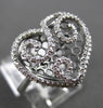 ANTIQUE LARGE .35CT DIAMOND 14K WHITE GOLD FLOATING FILIGREE HEART RING F/G VSSI
