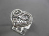 ANTIQUE LARGE .35CT DIAMOND 14K WHITE GOLD FLOATING FILIGREE HEART RING F/G VSSI