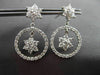 ANTIQUE 1.24CT DIAMOND 14KT WHITE GOLD FLOWER CIRCLE OF LIFE HANGING EARRINGS