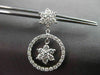 ANTIQUE 1.24CT DIAMOND 14KT WHITE GOLD FLOWER CIRCLE OF LIFE HANGING EARRINGS