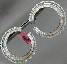 LARGE 8.49CT ROUND BAGUETTE & MARQUISE DIAMOND 18KT WHITE GOLD 3D HOOP EARRINGS