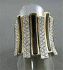 ANTIQUE WIDE 1.40CT DIAMOND & ONYX 18KT WHITE & ROSE MULTI ROW RING #0XRG5726T-A