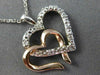 ESTATE .06CT DIAMOND 14KT WHITE & ROSE GOLD DOUBLE HEART LOVE PENDANT WITH CHAIN