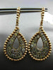 LARGE 2.24CT MULTI COLOR DIAMOND 18K ROSE GOLD BEADED TEAR DROP HANGING EARRINGS