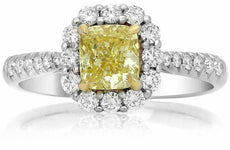 1.48CT WHITE & FANCY YELLOW DIAMOND 18KT YELLOW GOLD & PLATINUM ENGAGEMENT RING