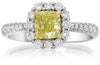 1.48CT WHITE & FANCY YELLOW DIAMOND 18KT YELLOW GOLD & PLATINUM ENGAGEMENT RING