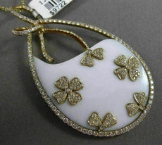 ANTIQUE LARGE 24CT DIAMOND & AGATE 18KT YELLOW GOLD FLORAL FLOATING DROP PENDANT