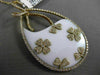 ANTIQUE LARGE 24CT DIAMOND & AGATE 18KT YELLOW GOLD FLORAL FLOATING DROP PENDANT
