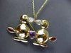 ANTIQUE LARGE 1.50CT AAA MULTI GEM 18KT YELLOW GOLD LOVE DUCK BROOCH CUTE #20178