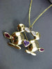 ANTIQUE LARGE 1.50CT AAA MULTI GEM 18KT YELLOW GOLD LOVE DUCK BROOCH CUTE #20178