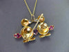 ANTIQUE LARGE 1.50CT AAA MULTI GEM 18KT YELLOW GOLD LOVE DUCK BROOCH CUTE #20178