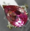 5.04CT DIAMOND & AAA PEAR SHAPE PINK TOPAZ 14KT YELLOW GOLD 3D ENGAGEMENT RING