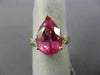 5.04CT DIAMOND & AAA PEAR SHAPE PINK TOPAZ 14KT YELLOW GOLD 3D ENGAGEMENT RING