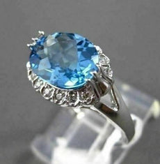 ANTIQUE 3.0CT DIAMOND & AAA BLUE TOPAZ 14KT WHITE GOLD FILIGREE EXTRA FACET RING