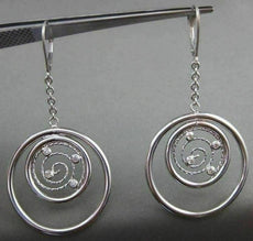 ESTATE LARGE .24CT DIAMOND 14KT WHITE GOLD MULTI CIRCLE ETOILE DROP EARRINGS