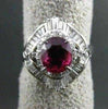 ANTIQUE LARGE 2.2CT DIAMOND & AAA RUBY PLATINUM FILIGREE BALLERINA COCKTAIL RING