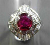ANTIQUE LARGE 2.2CT DIAMOND & AAA RUBY PLATINUM FILIGREE BALLERINA COCKTAIL RING