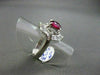 ANTIQUE LARGE 2.2CT DIAMOND & AAA RUBY PLATINUM FILIGREE BALLERINA COCKTAIL RING