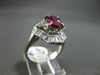 ANTIQUE LARGE 2.2CT DIAMOND & AAA RUBY PLATINUM FILIGREE BALLERINA COCKTAIL RING