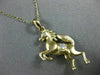 ESTATE .04CT DIAMOND 14K YELLOW GOLD 3D HANDCRAFETD MATTE HORSE FLOATING PENDANT