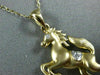 ESTATE .04CT DIAMOND 14K YELLOW GOLD 3D HANDCRAFETD MATTE HORSE FLOATING PENDANT