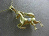 ESTATE .04CT DIAMOND 14K YELLOW GOLD 3D HANDCRAFETD MATTE HORSE FLOATING PENDANT