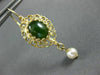 ANTIQUE JADE & SOUTH SEA PEARL 14K YELLOW GOLD 3D FILIGREE OVAL HANGING EARRINGS