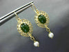 ANTIQUE JADE & SOUTH SEA PEARL 14K YELLOW GOLD 3D FILIGREE OVAL HANGING EARRINGS