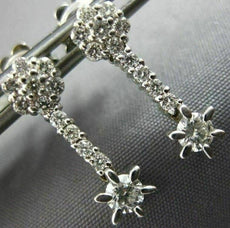 ANTIQUE .50CT DIAMOND 14KT WHITE GOLD SOLITAIRE FLOWER HANGING EARRINGS #17852