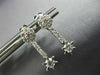 ANTIQUE .50CT DIAMOND 14KT WHITE GOLD SOLITAIRE FLOWER HANGING EARRINGS #17852