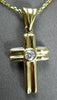 ESTATE .15CT DIAMOND 14KT TWO TONE GOLD SOLITAIRE FLOATING CROSS PENDANT #11344