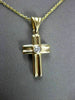 ESTATE .15CT DIAMOND 14KT TWO TONE GOLD SOLITAIRE FLOATING CROSS PENDANT #11344
