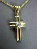 ESTATE .15CT DIAMOND 14KT TWO TONE GOLD SOLITAIRE FLOATING CROSS PENDANT #11344